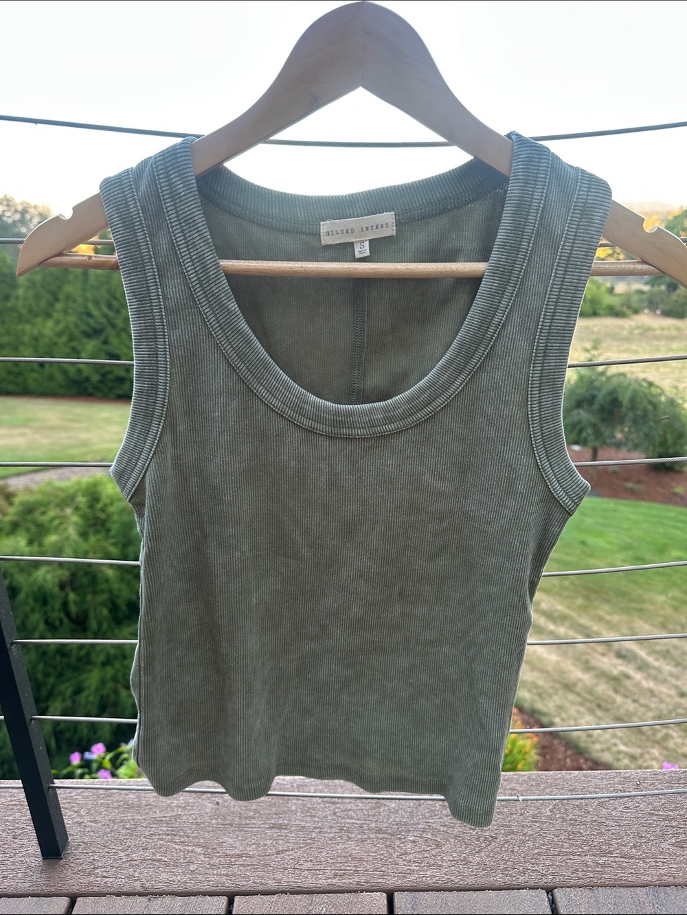 Gilded Intent Olive Ribbed Tank